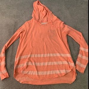 PINK coral sweater/top with hood and tie